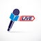 Live reportage conceptual logo, vector illustration created with