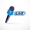 Live reportage conceptual logo, vector illustration created with