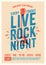 Live rock music night party promo ad flyer design. Live music poster. Vector illustration