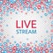 Live stream background with like and thumbs up icons. Live streaming, video, news symbol on transparent background