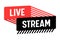 Live Stream Banner. Video News, Tv Stream Screen Emblem. Online Channel Communication, Live Event Sticker or Label