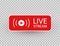 Live stream icon. Live streaming, video, news symbol on transparent background. Social media template. Broadcasting