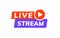 Live stream icon vector logo. Video broadcast live stream tv news online template design