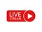 Live stream sticker. Live streaming, video, news symbol on white background. Social media template. Broadcasting, online