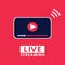 Live streaming flat logo design element with play button - vector EPS8