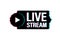 Live streaming flat logo, vector design element with play button. Glitch icon. Vector illustration.