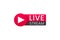 Live streaming icon. Button for broadcasting, livestream or online stream. Template for tv, online channel, live