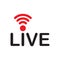 Live streaming icon. Red symbol and button for broadcasting, online stream. Use for tv, shows, movies and live performances.