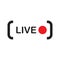 Live streaming icon. Red symbol and button for broadcasting, online stream. Use for tv, shows, movies and live performances.