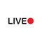 Live streaming icon. Red symbol and button for broadcasting, online stream. Use for tv, shows, movies and live performances.