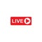 Live streaming icon. Red symbol and button for broadcasting, online stream. Use for tv, shows, movies and live performances. Vecto