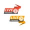 Live streaming logo on banner - button for online broadcasting, live stream icon