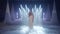 Live vocal performance of emotional singer, vocalist girl dancing, singing on concert musician stage