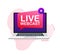 Live Webcast Button, icon, emblem, label. Vector stock illustration.