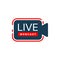 Live webcast icon, camera and red record button