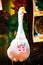 Live white goose outside a restaurant in Fenghuang, China