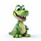 Lively 3d Cartoon Crocodile With Realistic Clay Render