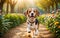 A lively and adorable Beagle is happily running in the garden!