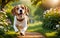 A lively and adorable Beagle is happily running in the garden!