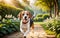 A lively and adorable Beagle is happily running in the garden!