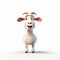 Lively Animated Goat On White Background - Pixar Style 8k Uhd