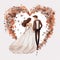 Lively Brushwork Wedding Couple Illustration - Hd Clipart Vector