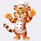 Lively Cartoon Tiger Chef In Dignified Poses - Vector Illustration