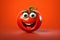 Lively cartoon tomato with an expressive face. AI