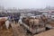 Lively cattle and sheep trading market in winter in Yili, Xinjiang