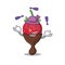 A lively chocolate strawberry cartoon character design playing Juggling
