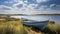 Lively Coastal Landscapes: Blue Boat Sailing On Sunny Day In Menorca