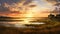 Lively Coastal Landscapes: Hyper Realistic Sunset Rendering Over Marsh