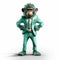 Lively And Energetic Anthropomorphic Monkey In Green Turquoise Suit