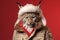 Lively Lynx with Trapper\\\'s Hat Portrait. Generative AI Illustration
