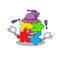 A lively puzzle toy cartoon character design playing Juggling