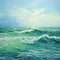 Lively Seascapes: Hyper-detailed Realism In Light Cyan And Green