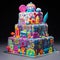 Lively and Vibrant Pop Art Style - Whimsical Cake Cutting and Dining