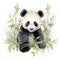 Lively Watercolor Baby Panda Playing Amidst Bamboo Shoots AI Generated