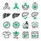 Liver cancer icon set