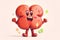 Liver. Cute cartoon healthy human anatomy internal organ character set with brain lung intestine heart kidney liver and