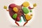 Liver. Cute cartoon healthy human anatomy internal organ character set with brain lung intestine heart kidney liver and