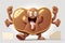 Liver. Cute cartoon healthy human anatomy internal organ character set with brain lung intestine heart kidney liver and