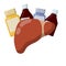 Liver and packaging of medications. Treatment of Internal organ of person