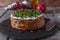 Liver pie layer cake stuffed with carrots and onions