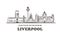 Liverpool sketch skyline. United Kingdom, Liverpool hand drawn vector illustration