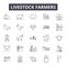 Livestock farmers line icons, signs, vector set, outline illustration concept