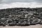 Livestock manure weighted with tires for fermentation covered with vinyl sheet