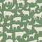 Livestock seamless pattern. Farm animals background. Farm animals silhouette vector set