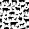 Livestock seamless pattern. Farm animals silhouette background