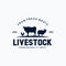 Livestock vintage logo with cow, chicken, and goat with white background